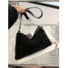 imageSweatyRocks Womens Pearl Top Handle Shoulder Handbag Studded Rivet Small Hobo Bag Punk Crossbody Bag with Chain StrapBlack