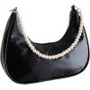 imageSweatyRocks Womens Pearls Chain Top Handle Shoulder Bags PU Leather Zipper Hobo Bags Clutch PursesBlack Pearls