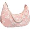 imageSweatyRocks Womens Pearls Chain Top Handle Shoulder Bags PU Leather Zipper Hobo Bags Clutch PursesPink