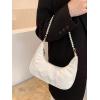 imageSweatyRocks Womens Pearls Chain Top Handle Shoulder Bags PU Leather Zipper Hobo Bags Clutch PursesWhite