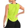 imageSweatyRocks Womens Sleeveless Scoop Neck Shirt Contract Mesh Racerback Tank TopLime Green