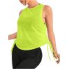 imageSweatyRocks Womens Sleeveless Scoop Neck Shirt Contract Mesh Racerback Tank TopLime Green