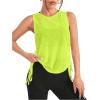 imageSweatyRocks Womens Sleeveless Scoop Neck Shirt Contract Mesh Racerback Tank TopLime Green