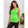 imageSweatyRocks Womens Sleeveless Scoop Neck Shirt Contract Mesh Racerback Tank TopNeon Green