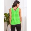 imageSweatyRocks Womens Sleeveless Scoop Neck Shirt Contract Mesh Racerback Tank TopNeon Green
