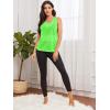imageSweatyRocks Womens Sleeveless Scoop Neck Shirt Contract Mesh Racerback Tank TopNeon Green