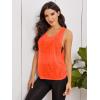 imageSweatyRocks Womens Sleeveless Scoop Neck Shirt Contract Mesh Racerback Tank TopNeon Orange