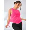 imageSweatyRocks Womens Sleeveless Scoop Neck Shirt Contract Mesh Racerback Tank TopNeon Pink