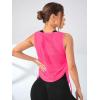 imageSweatyRocks Womens Sleeveless Scoop Neck Shirt Contract Mesh Racerback Tank TopNeon Pink