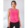 imageSweatyRocks Womens Sleeveless Scoop Neck Shirt Contract Mesh Racerback Tank TopNeon Pink