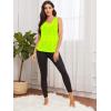 imageSweatyRocks Womens Sleeveless Scoop Neck Shirt Contract Mesh Racerback Tank TopNeon Yellow