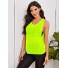 imageSweatyRocks Womens Sleeveless Scoop Neck Shirt Contract Mesh Racerback Tank TopNeon Yellow