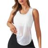imageSweatyRocks Womens Sleeveless Scoop Neck Shirt Contract Mesh Racerback Tank TopPlain White