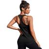 imageSweatyRocks Womens Sleeveless Scoop Neck Shirt Contract Mesh Racerback Tank TopPure Black