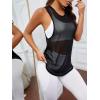 imageSweatyRocks Womens Sleeveless Scoop Neck Shirt Contract Mesh Racerback Tank TopSee Through Black