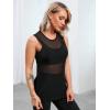 imageSweatyRocks Womens Sleeveless Scoop Neck Shirt Contract Mesh Racerback Tank TopSee Through Black