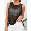 imageSweatyRocks Womens Sleeveless Scoop Neck Shirt Contract Mesh Racerback Tank TopTie Side Black
