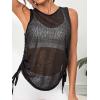 imageSweatyRocks Womens Sleeveless Scoop Neck Shirt Contract Mesh Racerback Tank TopTie Side Black