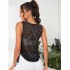 imageSweatyRocks Womens Sleeveless Scoop Neck Shirt Contract Mesh Racerback Tank TopTie Side Black