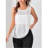 imageSweatyRocks Womens Sleeveless Scoop Neck Shirt Contract Mesh Racerback Tank TopWhite Solid