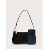 imageSweatyRocks Womens Small Crocodile Print Shoulder Bag Leather Clutch Purse Handbag with Zipper ClosurePure Black
