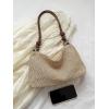 imageSweatyRocks Womens Straw Bag Paper Knot Strap Handle Zipper Shoulder Bag Summer Beach Weave Tote BagsKhaki