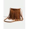 imageSweatyRocks Womens Tassel Boho Small Suede Crossbody Bag with Adjustable StrapBrown