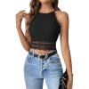 imageSweatyRocks Womens Floral Lace Slim Fit Crop Halter Top Sleeveless Cami Tank TopsBlack