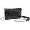 imageSweatyRocks Womens PU Leather Envelop Clutch Evening Bags Chain Strap Flap Square Handbag Solid Mini Crossbody BagsBlack