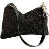 imageSweatyRocks Womens Pearl Top Handle Shoulder Handbag Studded Rivet Small Hobo Bag Punk Crossbody Bag with Chain StrapBlack