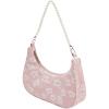imageSweatyRocks Womens Pearls Chain Top Handle Shoulder Bags PU Leather Zipper Hobo Bags Clutch PursesPink