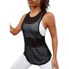 imageSweatyRocks Womens Sleeveless Scoop Neck Shirt Contract Mesh Racerback Tank TopSee Through Black