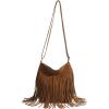 imageSweatyRocks Womens Tassel Boho Small Suede Crossbody Bag with Adjustable StrapBrown