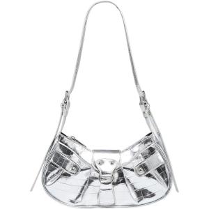 imageSweatyRocks Womens Buckle Leather Crocodile Embossed Zipper Handbag Shoulder Bag with Adjustable StrapPlain Silver