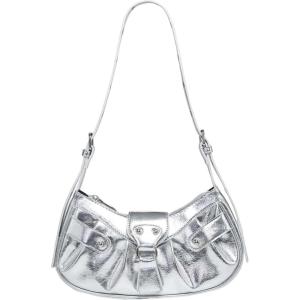 imageSweatyRocks Womens Buckle Leather Crocodile Embossed Zipper Handbag Shoulder Bag with Adjustable StrapSliver B