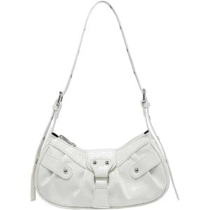 imageSweatyRocks Womens Buckle Leather Crocodile Embossed Zipper Handbag Shoulder Bag with Adjustable StrapWhite