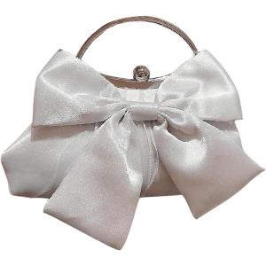 imageSweatyRocks Womens Cute Bow Decor Clutch Purse Evening Handbag Prom Crossbody BagsSilver
