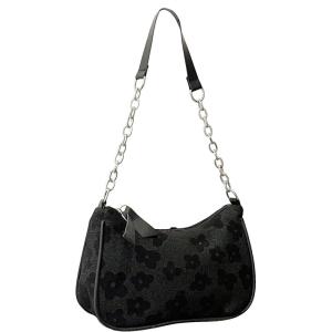 imageSweatyRocks Womens Floral Pattern Chain Strap Shoulder Bags Casual Hobo Hand Bag Clutch PurseBlack