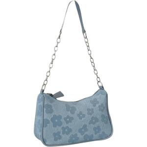 imageSweatyRocks Womens Floral Pattern Chain Strap Shoulder Bags Casual Hobo Hand Bag Clutch PurseBlue