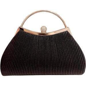 imageSweatyRocks Womens Metallic Rhinestone Studded Evening Handbag Kiss Lock Elegant Mini Clutch PurseBlack