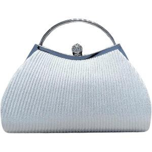 imageSweatyRocks Womens Metallic Rhinestone Studded Evening Handbag Kiss Lock Elegant Mini Clutch PursePlain Silver
