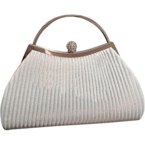 imageSweatyRocks Womens Metallic Rhinestone Studded Evening Handbag Kiss Lock Elegant Mini Clutch PurseSilver