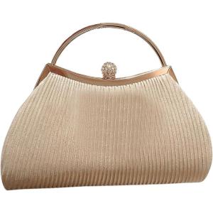 imageSweatyRocks Womens Metallic Rhinestone Studded Evening Handbag Kiss Lock Elegant Mini Clutch PurseSolid Gold