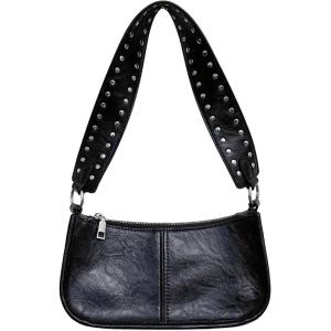 imageSweatyRocks Womens PU Leather Studded Zipper Shoulder Bag Top Handle Casual Crossbody BagBlack