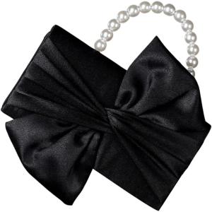 imageSweatyRocks Womens Satin Evening Bag Bow Clutch Purse Formal Party HandbagBlack Pearls