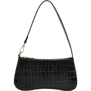 imageSweatyRocks Womens Small Crocodile Print Shoulder Bag Leather Clutch Purse Handbag with Zipper ClosurePure Black