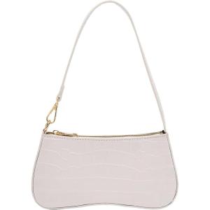 imageSweatyRocks Womens Small Crocodile Print Shoulder Bag Leather Clutch Purse Handbag with Zipper ClosureWhite