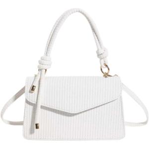 imageSweatyRocks Womens Tote Handbag Small Textured Knot Strap Crossbody PurseWhite