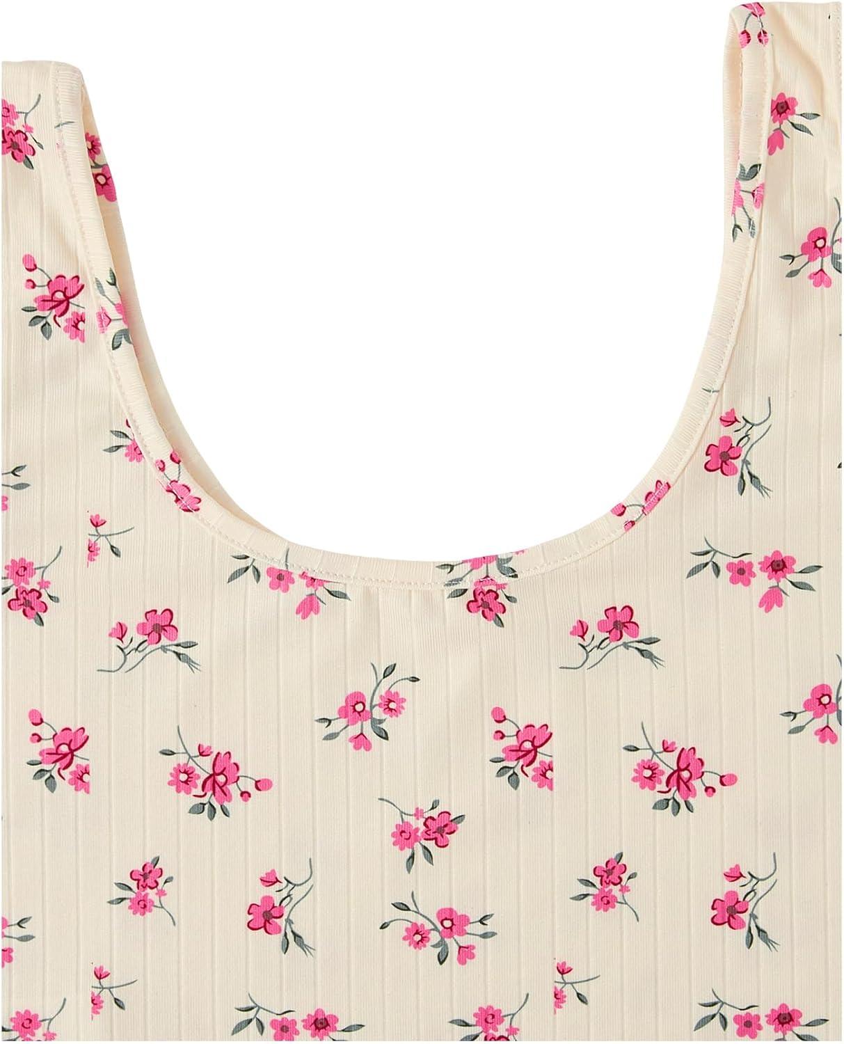 imageSweatyRocks Womens Casual Summer Floral Print Sleeveless Stretch Crop Tank TopPink Apricot