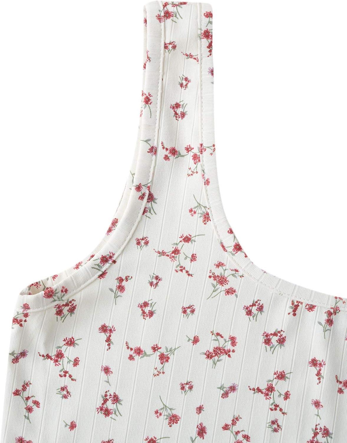 imageSweatyRocks Womens Casual Summer Floral Print Sleeveless Stretch Crop Tank TopRed White